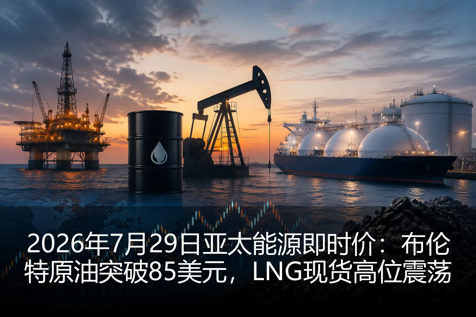 2026年7月29日亚太能源即时价：布伦特原油突破85美元，LNG现货高位震荡