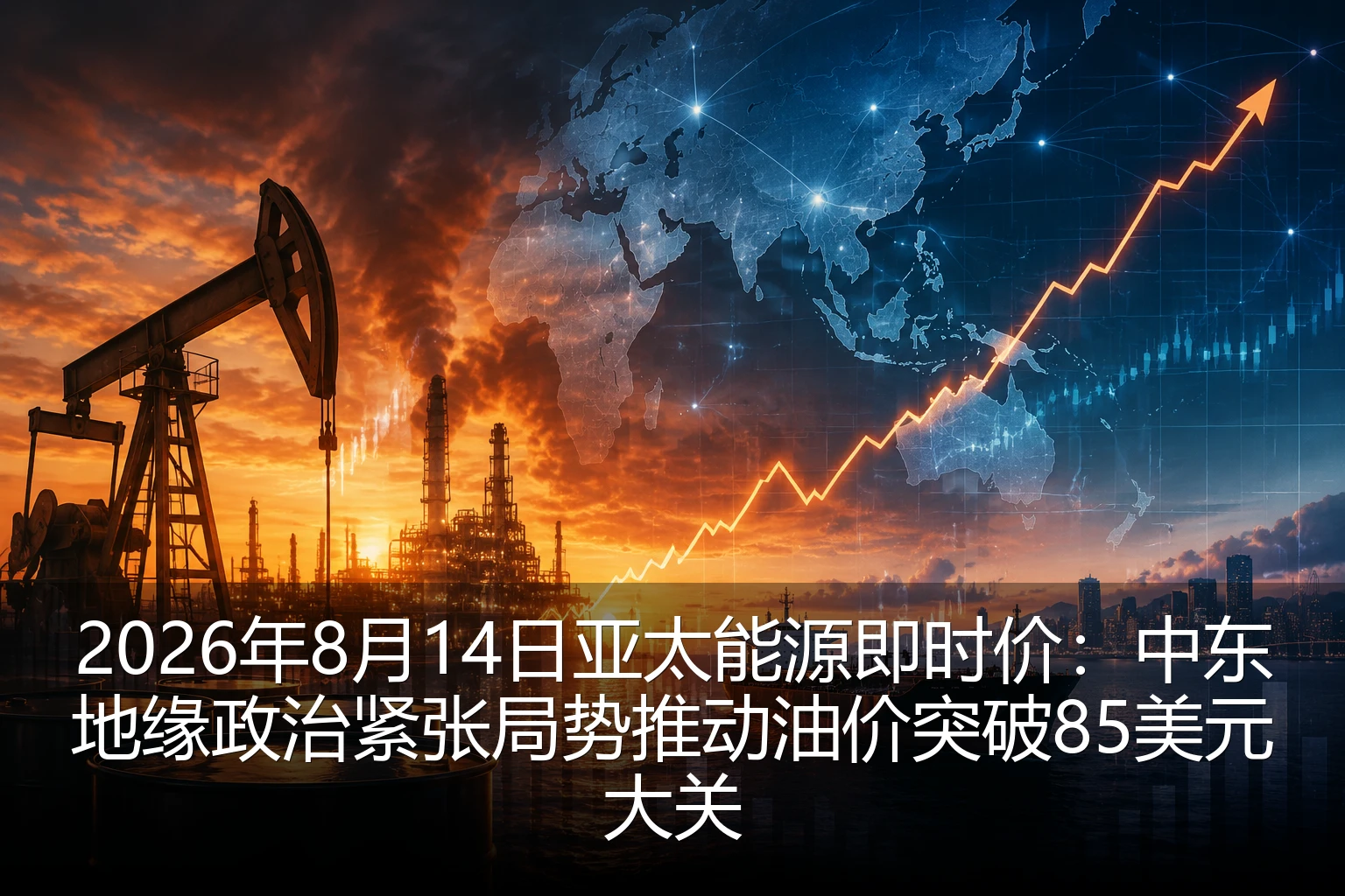 2026年8月14日亚太能源即时价:中东地缘政治紧张局势推动油价突破85美元大关
