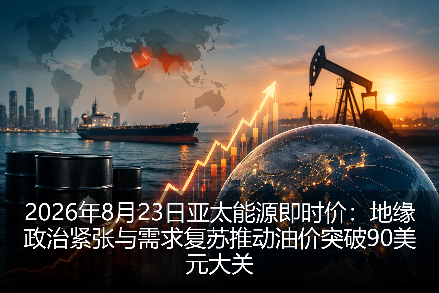 2026年8月23日亚太能源即时价:地缘政治紧张与需求复苏推动油价突破90美元大关
