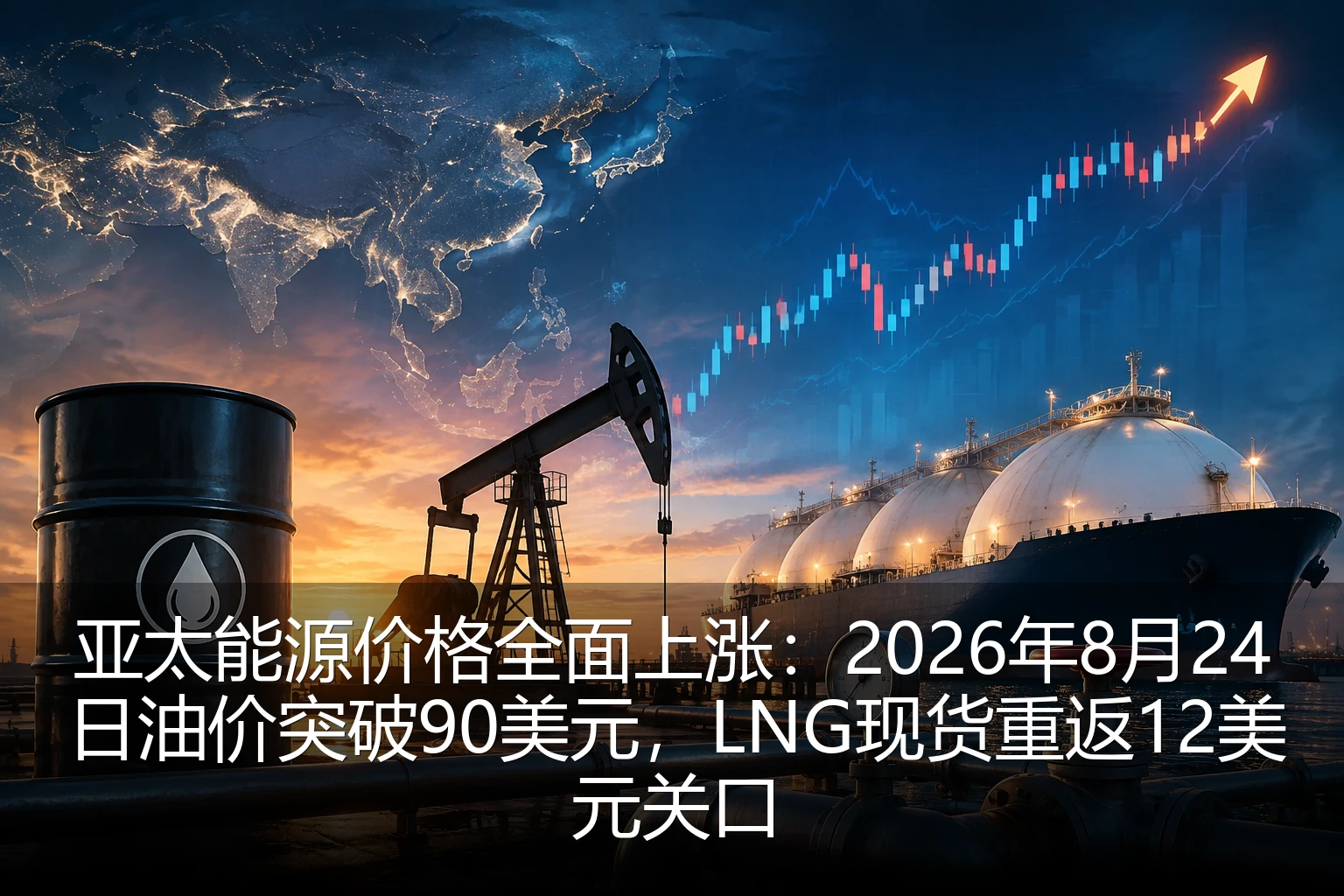亚太能源价格全面上涨:2026年8月24日油价突破90美元,LNG现货重返12美元关口