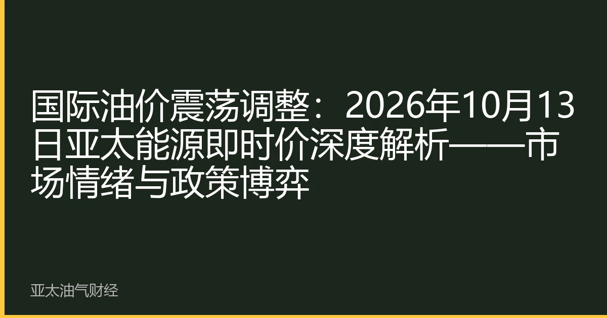 国际油价震荡调整：2026年10月13日亚太能源即时价深度解析——市场情绪与政策博弈