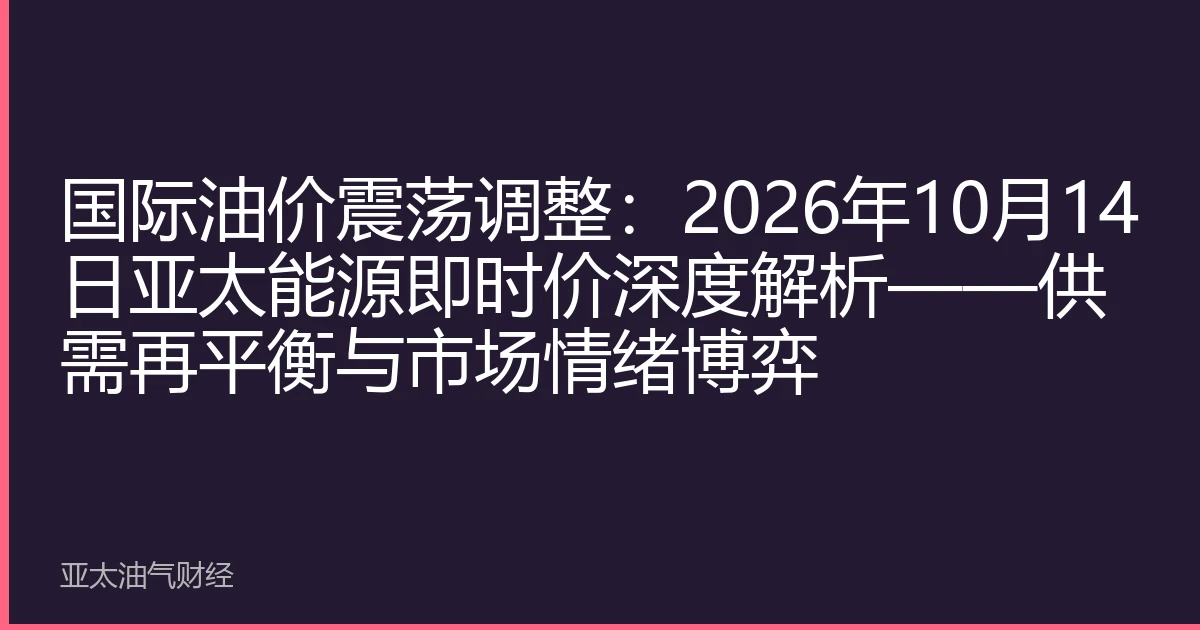 国际油价震荡调整：2026年10月14日亚太能源即时价深度解析——供需再平衡与市场情绪博弈